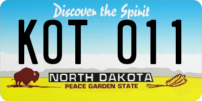 ND license plate KOT011