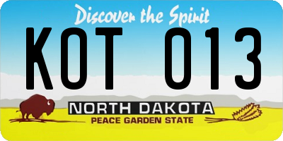 ND license plate KOT013