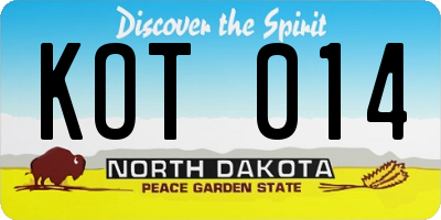 ND license plate KOT014