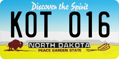 ND license plate KOT016