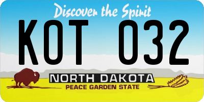 ND license plate KOT032