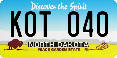 ND license plate KOT040