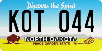 ND license plate KOT044