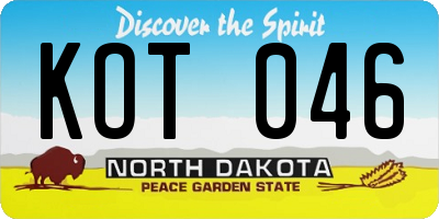 ND license plate KOT046