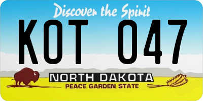 ND license plate KOT047