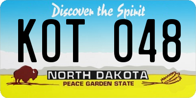 ND license plate KOT048