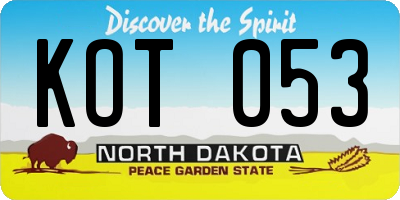 ND license plate KOT053