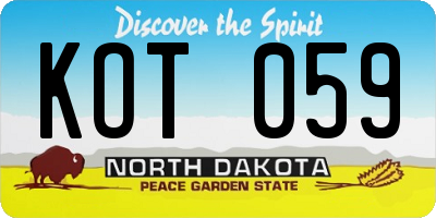 ND license plate KOT059