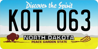 ND license plate KOT063