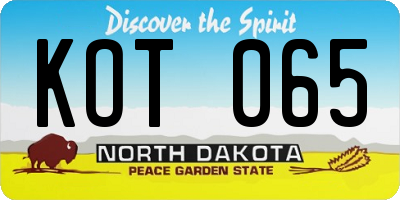 ND license plate KOT065
