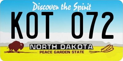 ND license plate KOT072
