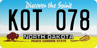 ND license plate KOT078