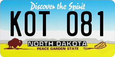 ND license plate KOT081
