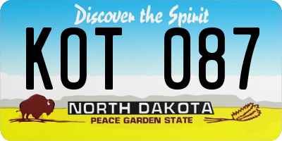 ND license plate KOT087
