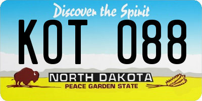 ND license plate KOT088