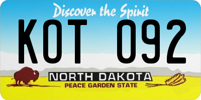 ND license plate KOT092