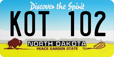 ND license plate KOT102