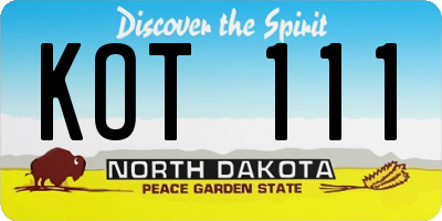 ND license plate KOT111