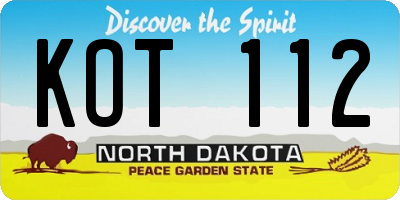 ND license plate KOT112