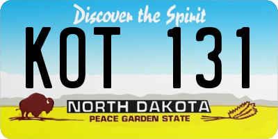 ND license plate KOT131