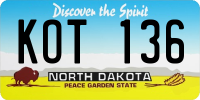 ND license plate KOT136