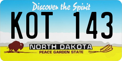 ND license plate KOT143