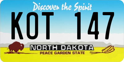 ND license plate KOT147