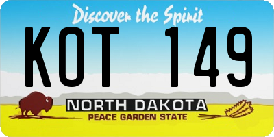 ND license plate KOT149