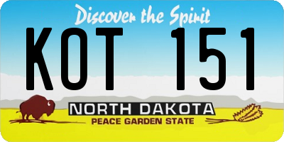 ND license plate KOT151