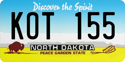 ND license plate KOT155