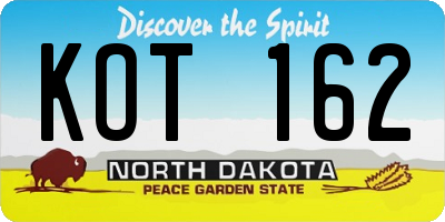 ND license plate KOT162