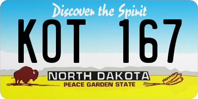 ND license plate KOT167