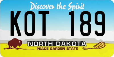 ND license plate KOT189