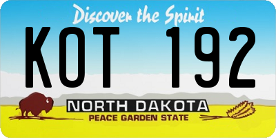 ND license plate KOT192