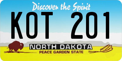 ND license plate KOT201