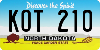 ND license plate KOT210
