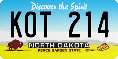 ND license plate KOT214