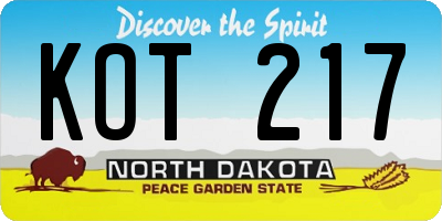 ND license plate KOT217