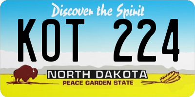 ND license plate KOT224
