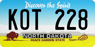 ND license plate KOT228