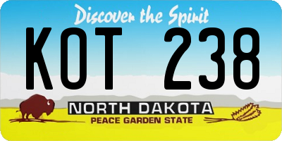 ND license plate KOT238