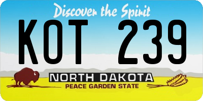 ND license plate KOT239