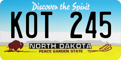 ND license plate KOT245