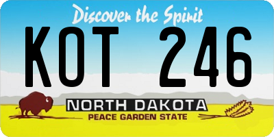 ND license plate KOT246