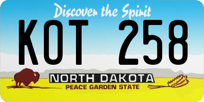 ND license plate KOT258