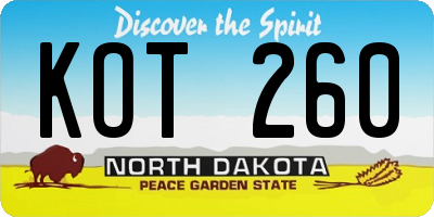 ND license plate KOT260