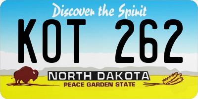 ND license plate KOT262