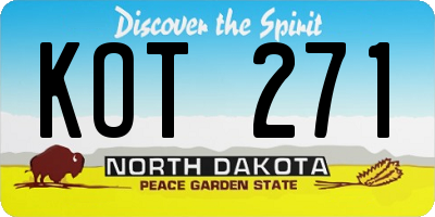 ND license plate KOT271