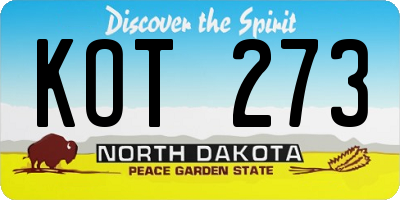 ND license plate KOT273