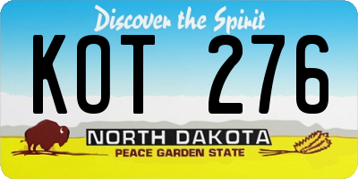 ND license plate KOT276